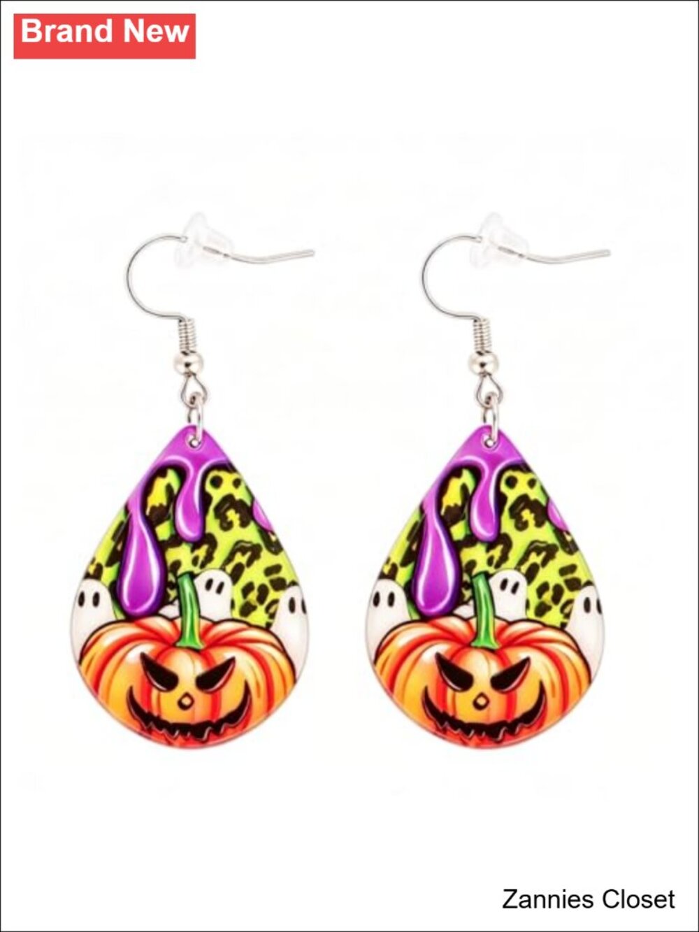 👻 Fun Halloween Pumpkin Ghost Dangle Earrings Acrylic Women's Costume Jewelry